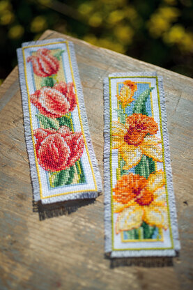 Vervaco Bookmark Kit Flowers Set Of 2 Cross Stitch Kit