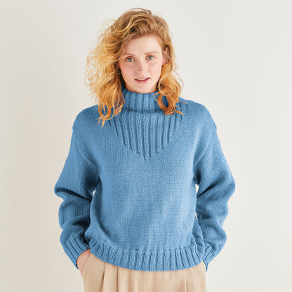 Sirdar 10169 Funnel Neck Rib Detail Sweater in Country Classic Worsted PDF