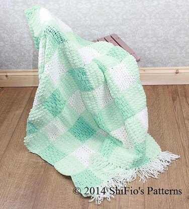 Gingham Afghan Blanket Crochet Pattern #173