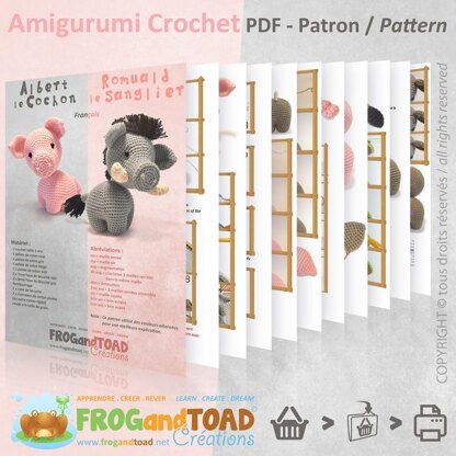 Pig & Wild Boar / Cochon & Sanglier - Amigurumi Crochet - FROGandTOAD Créations