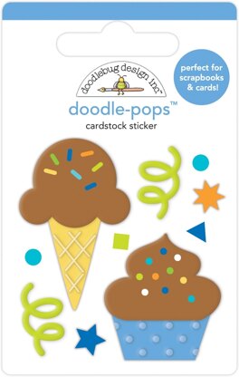 Doodlebug Doodle-Pops 3D Stickers - Cake & Ice Cream, Party Time