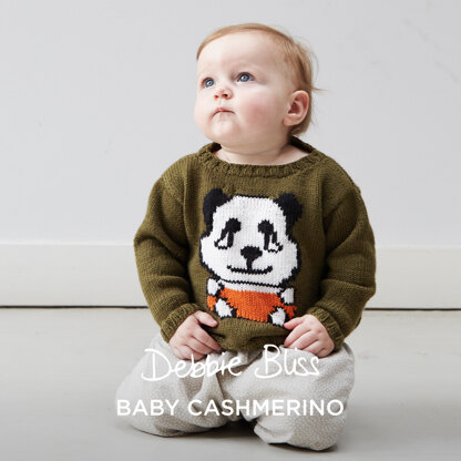 Panda Sweater - Jumper Knitting Pattern for Babies in Debbie Bliss Baby Cashmerino 