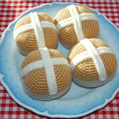 Crochet Pattern for Easter Hot Cross Buns - Crochet Kitchen