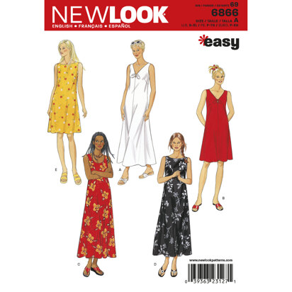 New Look Misses' Dresses 6866 - Paper Pattern, Size A (S,M,L,XL)