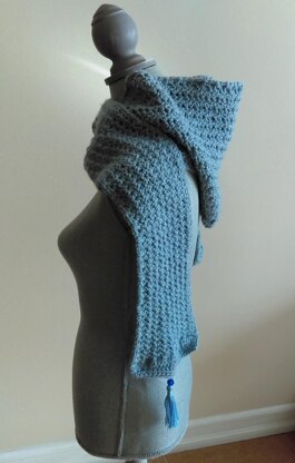 Frosty Hooded Scarf with Tassel