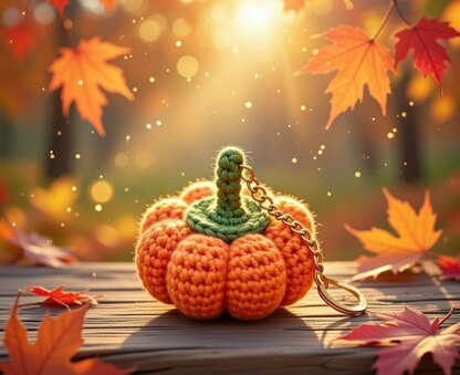 Pumpkin Keychain Crochet Pattern (PDF + Video Tutorial) – Beginner