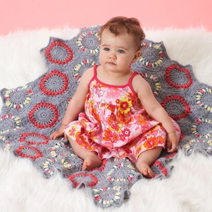 Hexagon Motifs Blanket in Bernat Softee Baby Solids