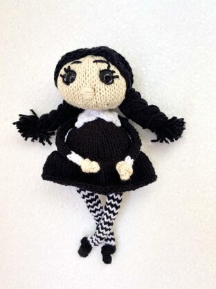 Mini doll Wednesday Addams, amigurumi doll Wednesday