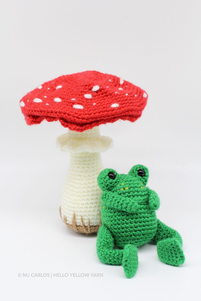 Forrest the Frog and Mushroom Crochet pattern by Hello Yellow Yarn