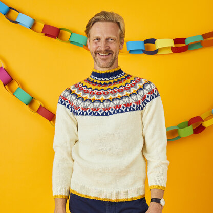 " What a Yoker " - Free Sweater Knitting Pattern For Boys and Men in Paintbox Yarns Wool Mix Aran by Paintbox Yarns