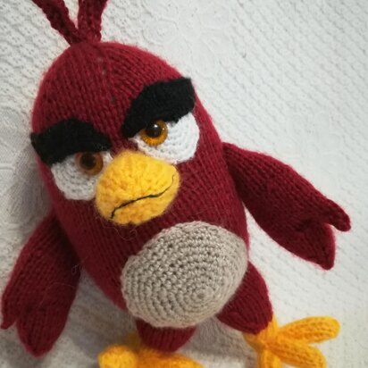 Exclusive Knitting Patterns for beginners -Knitted Red Angry birds 10 inc