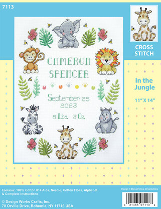 Design Works In the Jungle Sampler Cross Stitch Kit - 11 x 14 Sampler