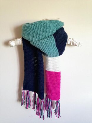 Tunisian Colour Block Scarf