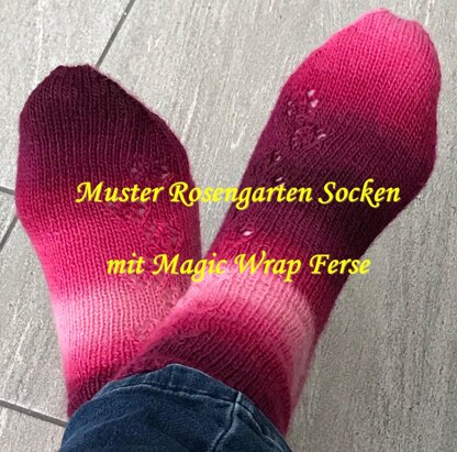 Rosengarten Socken mit Magic Wrap Ferse
