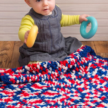 Patriotic Hexagon Baby Blanket in Red Heart Super Saver Economy Solids and Prints - LW4593 - Downloadable PDF