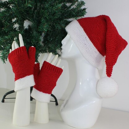 Adult Santa Hat and Fingerless Gloves