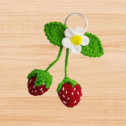 Crochet strawberry keychain pattern