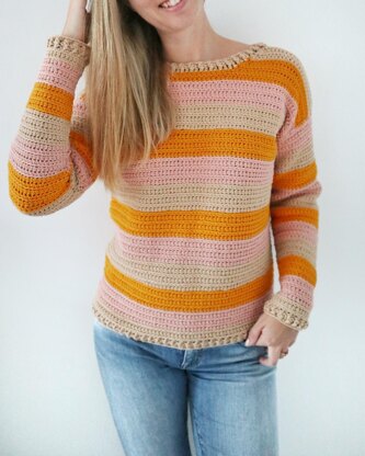 Yarn and Colors Sunset Stripes Sweater Crochet Kit 1 Mustard XL
