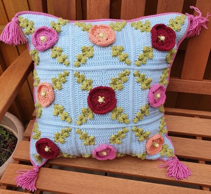 Jolly Hollyhocks cushion