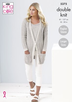 Ladies Cardigans in King Cole Cotton Top DK - 5375pdf - Downloadable PDF