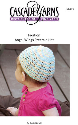 Angel Wings Preemie Hat in Cascade Fixation - DK191