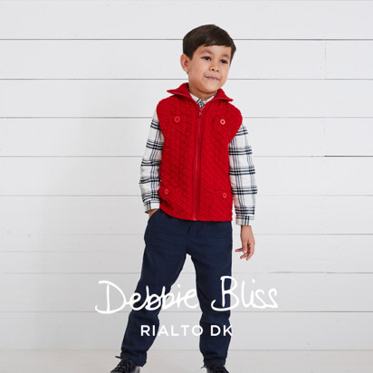 Zac Zip Up Waistcoat - Knitting Pattern for Kids in Debbie Bliss Rialto DK - Downloadable PDF