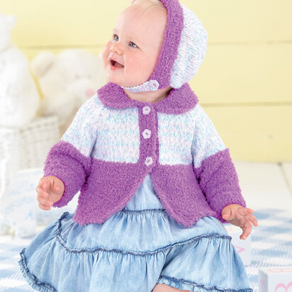 Cardigan and Bonnet in Sirdar Snuggly Snowflake DK and Peekaboo DK - 4544 - Downloadable PDF