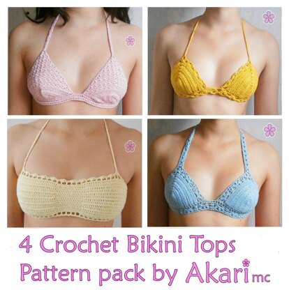 Four Sexy Crochet Bikini Tops PBK3 Crochet pattern by Akari