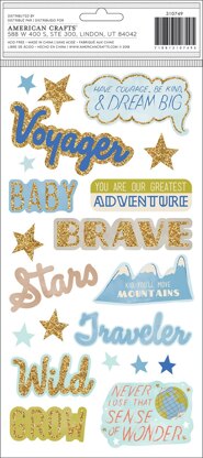 American Crafts Little Adventurer Thickers Stickers 5.5"X11" 35/Pkg - Boy Phrase & Icons/Chipboard
