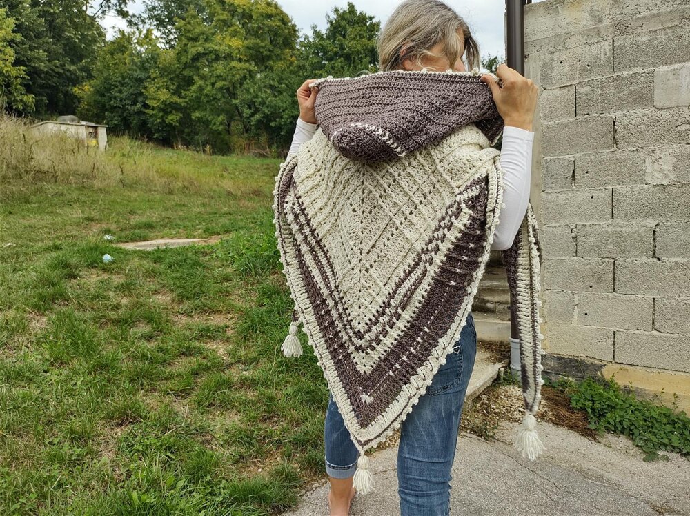 Blue Sage Hooded Shawl - I Like Crochet