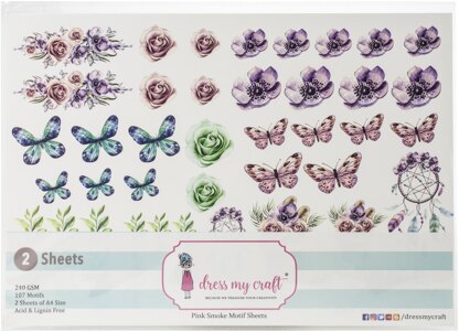 Dress My Crafts Fussy Cutting Image Sheet 240gsm A4 2/Pkg - Pink Smoke