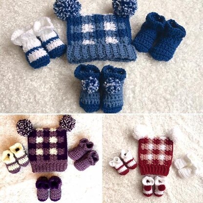 Gingham Noggin and Toes Set