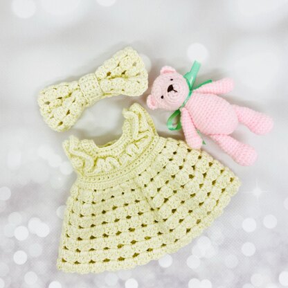 Crochet doll clothes, amigurumi doll clothes, Miss March outfit