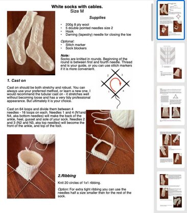 White socks with cables