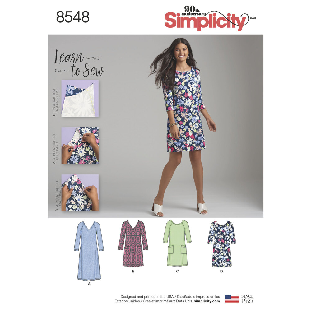 Simplicity Women's' Knit Dress 8548 - Paper Pattern, Size A  (10-12-14-16-18-20-22) | LoveCrafts