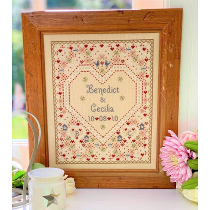 Historical Sampler Company Confetti Wedding Sampler Cross Stitch Kit - 21cm x 25cm