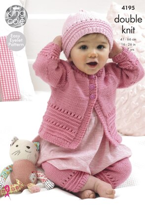 Coat, Hat & Leggings in King Cole Cherish DK & Cherished DK - 4195 - Downloadable PDF