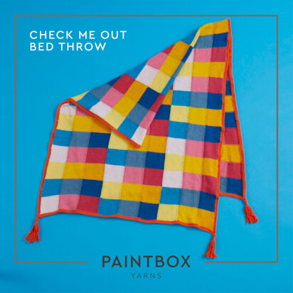 "Check Me Out Bed Throw" - Free Blanket Knitting Pattern For Home in Paintbox Yarns Cotton Aran by Paintbox Yarns