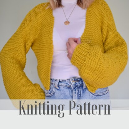 Knitting Pattern Cropped Bubble Sleeve Cardigan | The Mrytle Cardigan