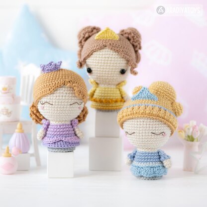 Princess crochet pattern amigurumi doll mini crochet amigurumi pattern princesses PDF Mini Kingdom fairy tale ebook tutorial by AradiyaToys (Olka Novytska)