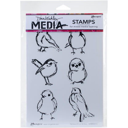 Ranger Dina Wakley Media Cling Stamps 6"X9" - Scribbly Small Birdies