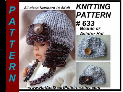 633 KNIT Aviator Hat, Baby to Adult, Unisex