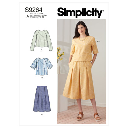 Simplicity Misses' Tops & Pull-on Skirt S9264 - Paper Pattern, Size A (XXS-XS-S-M-L-XL)