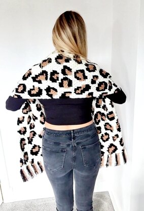 Leopard Print C2C Pocket Shawl / Scarf