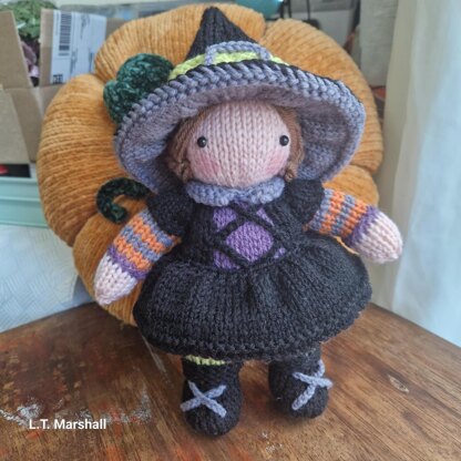 Witch Doll Halloween Knitted Playset