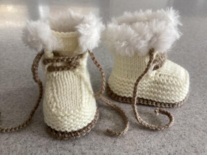 Baby Lace Up Fur Top Booties