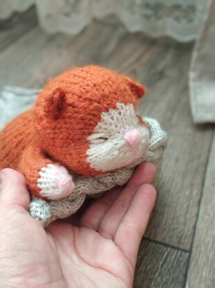 Sleepy kitten knitting pattern. Scottish fold kitten knitting pattern