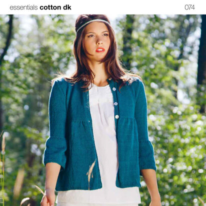 Cardigan with Puffed Sleeves in Rico Essentials Cotton DK - 074