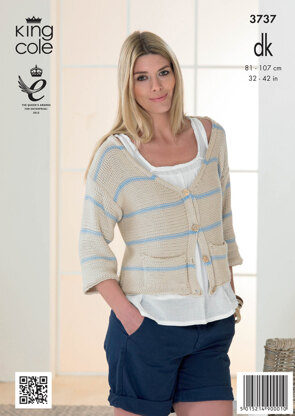 Womens' Cardigan and Sweater in King Cole Cottonsoft DK - 3737