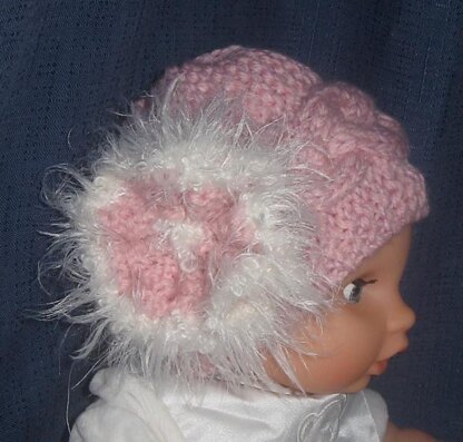 Cable Hat with Flower